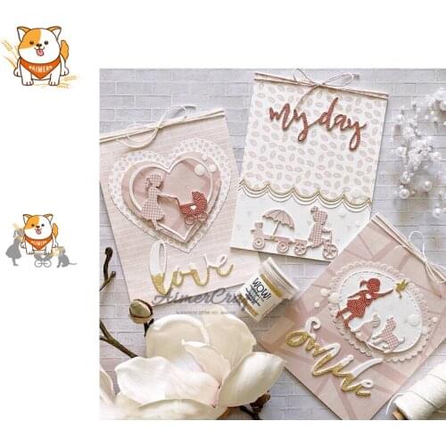 Girl Pram Dog Metal Cutting Dies Scrapbooking Stencil DIY Decorative Embossing Craft Die Cuts Card Making New Dies For 2020