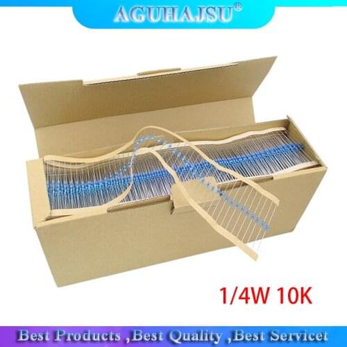 1Lot 100PCS 1/4W 10K ohm 1/4W-10K 10Kohm Metal Film Resistor 0.25W 1% High Quality