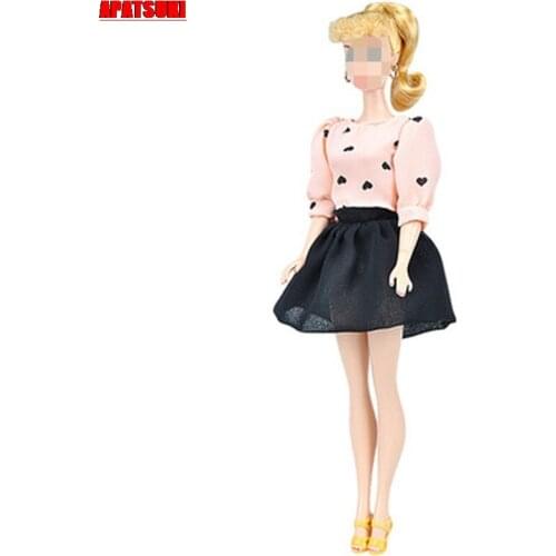 Handmade Fashion Doll Clothes For Barbie Outfits Set Party Gown Love Heart Top Shirt & Tutu Skirt 1/6 Doll Accessories Kid Toys