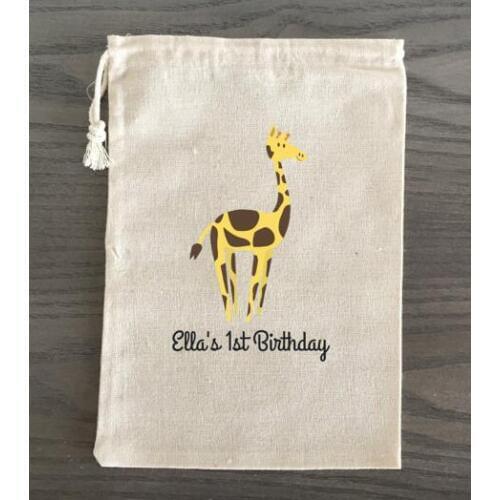 Custom Giraffe safari animals wedding birthday jewelry favor muslin gifts Bags Bachelorette baby shower first aid Hangover Kits