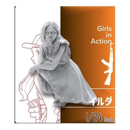 New Unassembled 1/24 summer girl with skirt modern Resin Kit DIY Toys Unpainted resin model