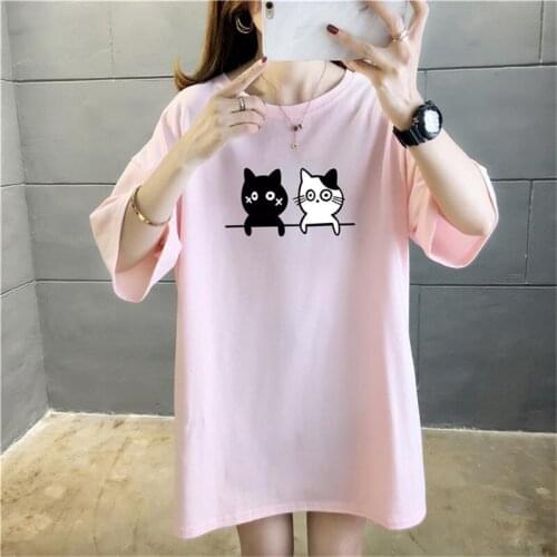 2021 New Arrival Womens T-shirt BF Style Summer Top Women Loose Casual Ladies T Shirt Oversize Clothes Streetwear Tee Shirt