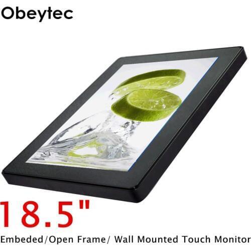 Obeytec 18.5 inch LCD Capacitive Open Frame Touch Screen Monitor, PCAP touch, Multi 10 Points, 16:9, IP65 Vandal Proof, 1366*768