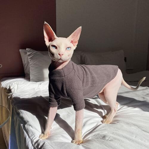 Hairless Cat Clothes Sphinx Cat Devon Cat Autumn Winter Thickened Warm Comfortable Fleece Pet Dog Cat Clothing