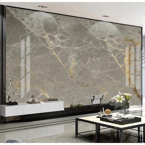 Custom 3D Wallpaper Modern Golden Gray Marble Mural Living Room TV Sofa Luxury Home Decor Wall Painting Papel De Parede Frescoes