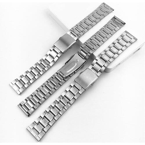 Luxury Stainless Steel Strap Silver Folding Clasp 12/14/16/18/20/22mm Replacement Watchband For Women Men Accessories Watchbands