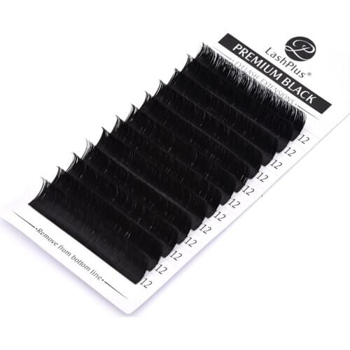 LASHPLUS Classic Natural Russian Volume Eyelashes Extensions Natural Korea Silk Individual EyeLash Soft Eyelash 12Lines /Tray