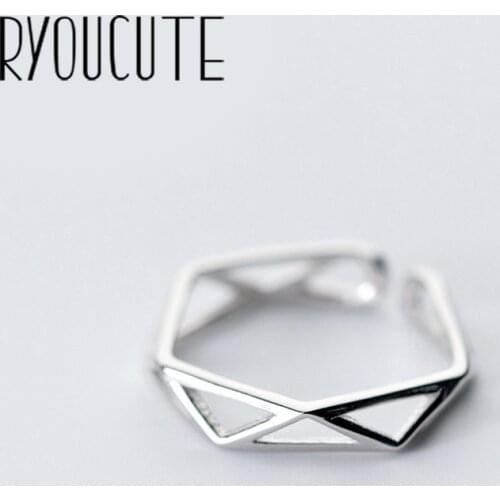 Romantic Hexagon Open Rings for Women Luxury Jewelry Finger Geometric Ring