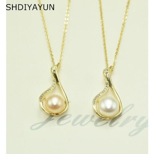 SHDIYAYUN 2020 Hot Sale Gold Pearl Necklace 925 Sterling Silver Jewelry Real Pearl Simple Swan Choker Necklace Pendant Wholesale