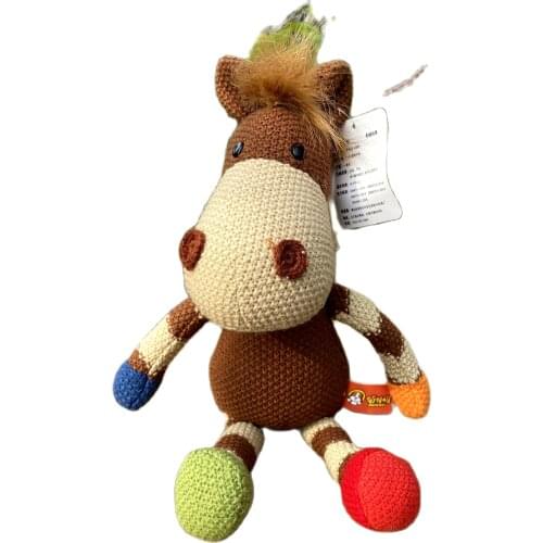 35cm Woolen Soft Brown Color Horse Doll Knitting Animals Staffed Toy Girls Baby Kids Birthday Gift