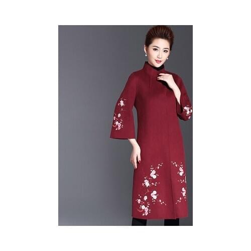 Woolen Coat Female Jacket Plus Size Print Womens Jackets Wool Long Winter Coat Women Abrigos Mujer Invierno 2020 KJ338