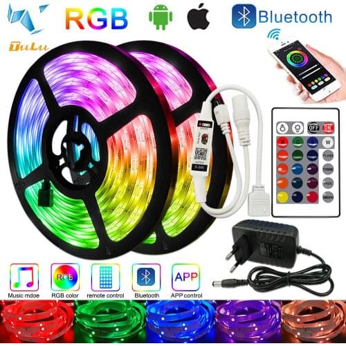 20M 30M LED Strip Lights Bluetooth RGB SMD 5050 NOT Waterproof 2835 Flexible Tape Diode DC WIFI Control+Adapter