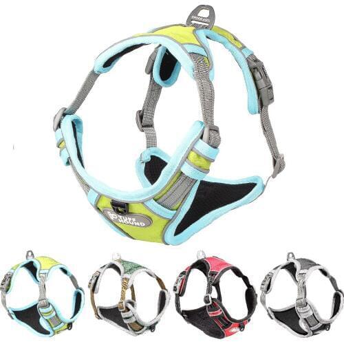 New Reflective Nylon Large Pet Dog Harness All Weather Service Dog Vest Padded Adjustable Safety Vehicular Lead for Dogs Pet