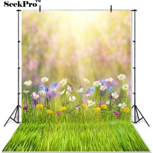 Thin Vinyl easter flowers meadow shine baby children Photo Backdrop Printed indoor professional Photographic Studio Backgrounds