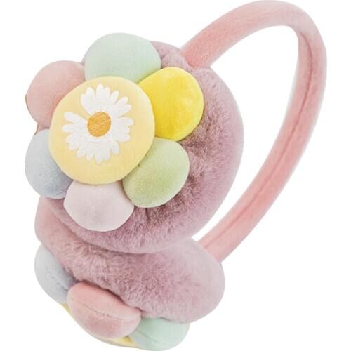 Outdoor Winter Earmuffs Kids Cute Flower Sunflower Plush Earmuff Boys Girls Ear Warmer Ear Cover Protector Riding Ear Muffs