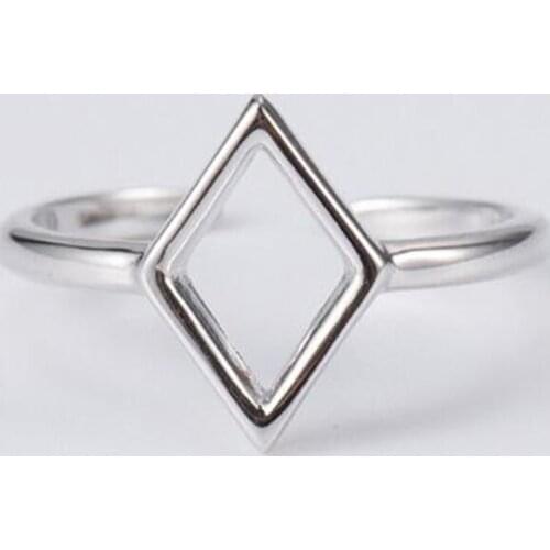 Unique 925 Sterling Silver Rings Fashion Rhombus Open Rings Jewelry for Women