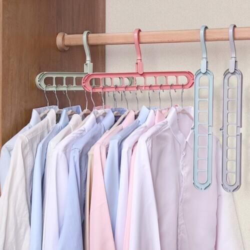 9 Holes Clothes Hanger Rack 360 Rotate Hanging Storage Shelf Hooks Laundry Drying Rack Organizer