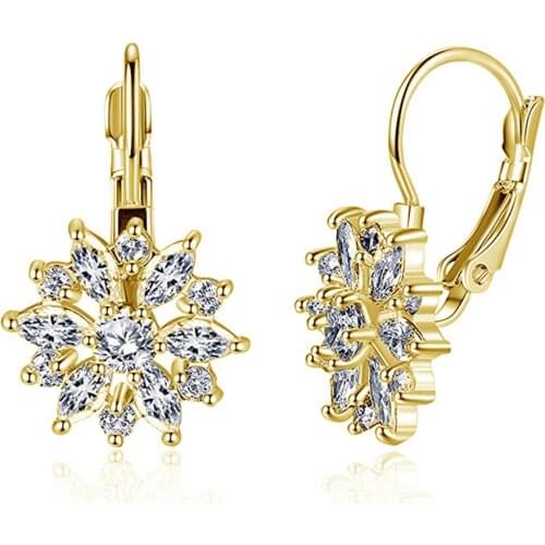 Women Fashion Earrings With Sun Flower Zircon Pop Engagement Jewelry Wedding Anniversary Gift Surprise Gift For Girlfriend