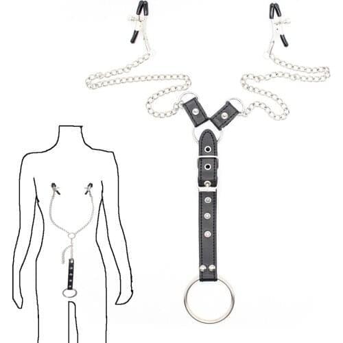 Sex Toys for Man Bdsm Toys Nipple Clamps with Penis Ring Cock Rings Nipple Clip Bondage Restraints Exotic Sex Belt Adult Games
