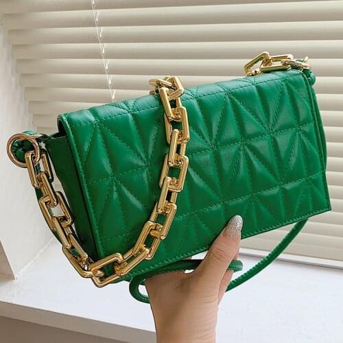Female Messenger Bags Leather Shoulder Bags Sac A Main Chain Crossbody Bag for Women Handbags Luxury Brand Female Flap Bag Green