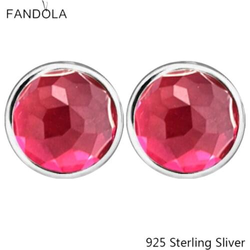 CKK 925 Sterling Silver July Droplets Ruby Stud Earrings For Women Original Jewelry Making Wedding Gift