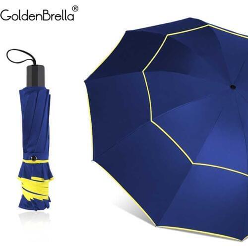 Quality Big Umbrella 130cm Double Layer Folding Umbrella Rain Women 10Ribs Windproof Paragua Fashion Business large Umbrella Men