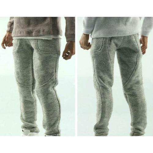 1/6 Scale Soldier Light Gray Casual Pants Model for 12" Body Action Figure Doll