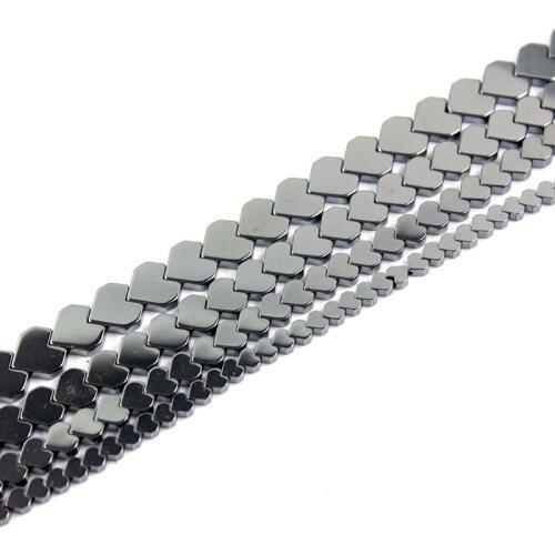 1 strand/pack Black Hematite Flat Heart Shape Loose Beads DIY Supplies for Making Jewelry Bracelet Necklace