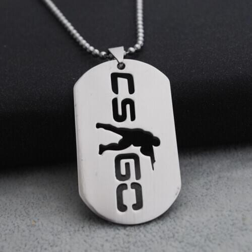 1pcs GO Counter-Strike Logo Symbol Necklace Round Global Offensive Necklace Stainless Steel Anime Game CS Logo Necklace jewelry
