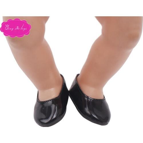18 inch Girls doll shoes simple flat shoes PU American newborn shoe Baby toys fit 43 cm baby dolls g72-g76