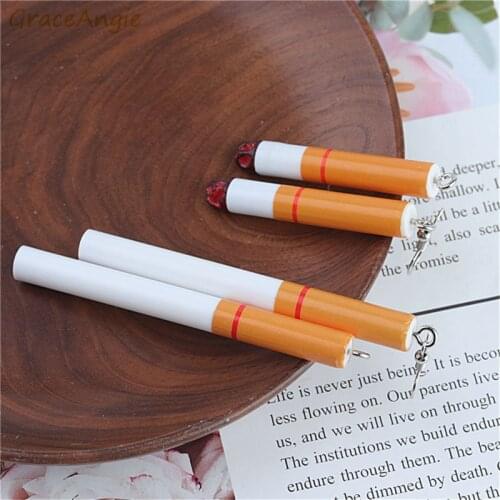 2pairs resin cigarette pendant Charms Funny Simulation Cigarette Earring Resin Charms Long/short Keychain Fashion Earrings Fine