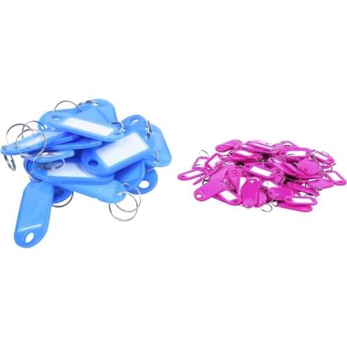 20 Pcs Key ID Label Tags Split Ring Keyring Keychain Blue with Key Ring Tags(20PCS Rose)