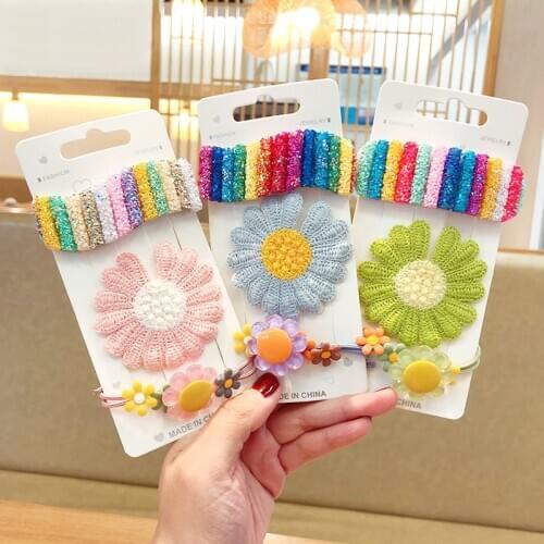 3 Pcs/Set Children Cute Colors Flower Fruit Love Hair Bands Hairpins Girls Lovely Shiny Rainbow Hair Clips Kids Hair Accessories