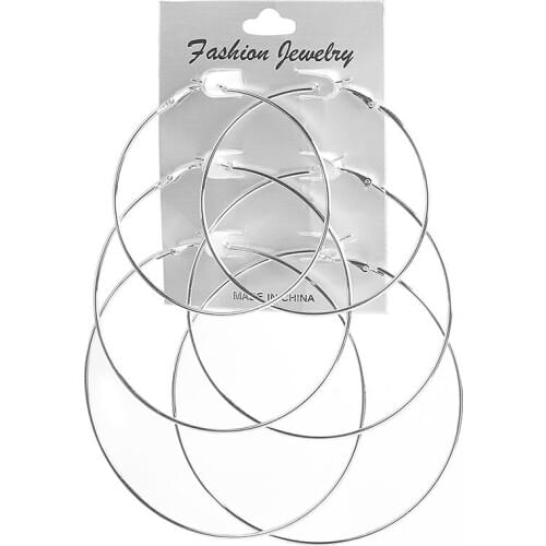 3 PCS/SET Fashion Big Round Circle Earring Punk Crystal Statement Hoop Earring gold For Women Round Jewelry Earrings ER200042