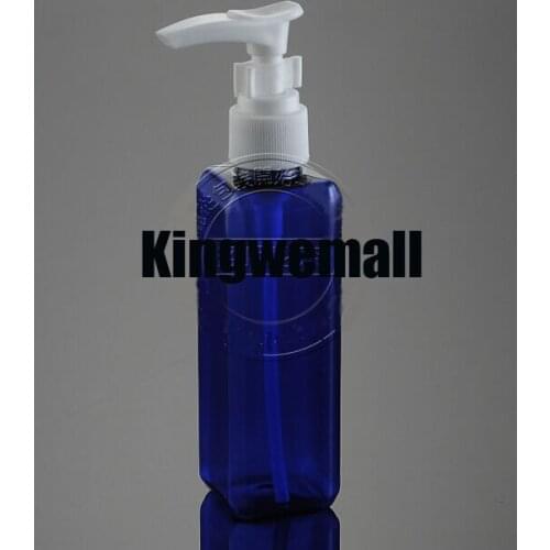 300PCS/LOT 100ml Blue Plastic Lotion Pump Bottle,100cc Pet Bottle With Press Pump, 100ml Sqaure PET Cream Bottle