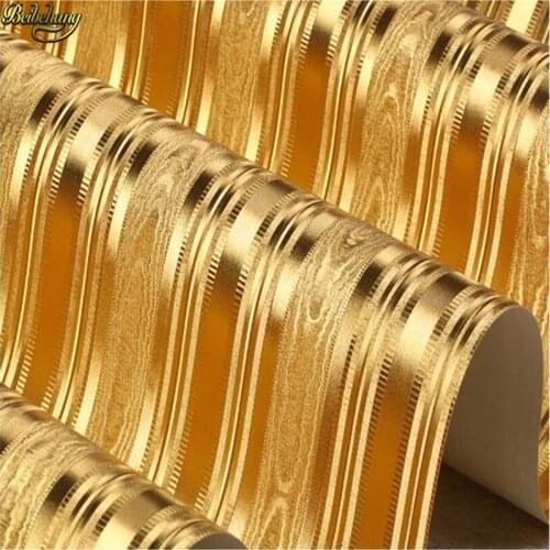 Beibehang 3D embossed gold foil wallpaper scroll room bedroom wallpaper red brown wallpaper modern luxury gold striped wallpaper