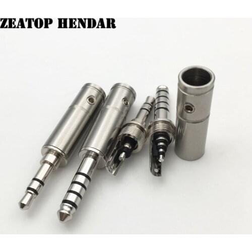 50Pcs Copper Non-Magnetic Rhodium Plated 3.5mm / 4.4mm Audio Plug 3.5 3Pole / 4.4 5Pole Adapter for DIY Soldering Wire Connector