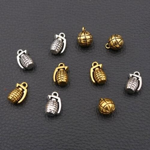 6pcs Retro 3D Metal Grenade DIY Jewelry Metal Pendants, Grenade Charms, Bomb Charms, Military Lovers Handicraft Charms, A2191