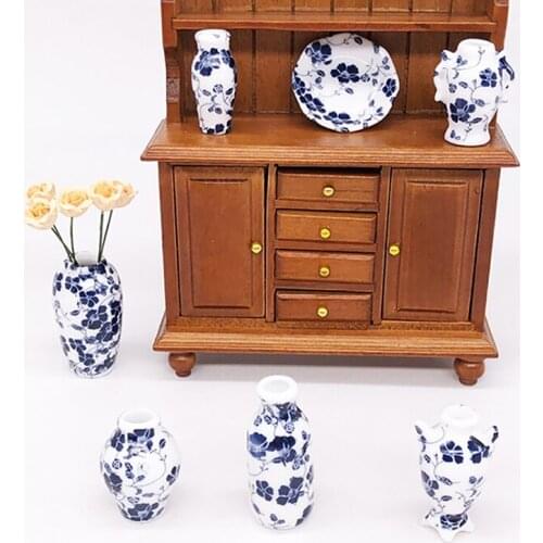 7Pcs/Set 1:12 Dollhouse miniatures porcelain vase doll house ceramic accessories