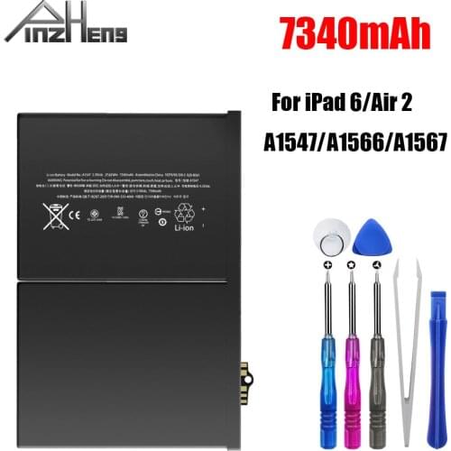 PINZHENG 7340mAh Tablet Battery For iPad 6 Air 2 Replacement Bateria For iPad 6 Air 2 A1566 A1567 0 Cycle Battery With Tool