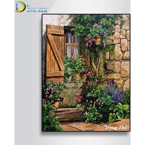 Full Drill 5D Diamond Painting Vintage Country Landscape Flowers Poster DIY Cross Stitch Embroidery Mosaic Home Art Decoration