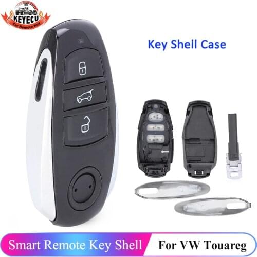 KEYECU Replacement Remote Car Key Shell Case Fob 3 Button for VW Volkswagen Touareg 2011-2014 (Shell Only)