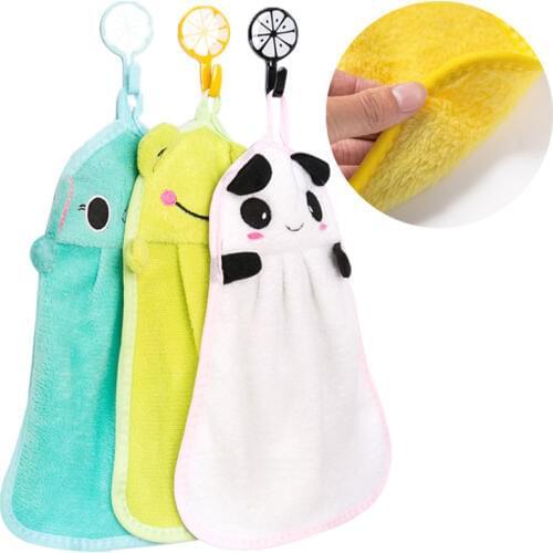 Baby Nursery Hand Towel baby bath towels Toddler Soft Plush Cartoon Animal Wipe Hanging Bathing Towel For Children Bathroom