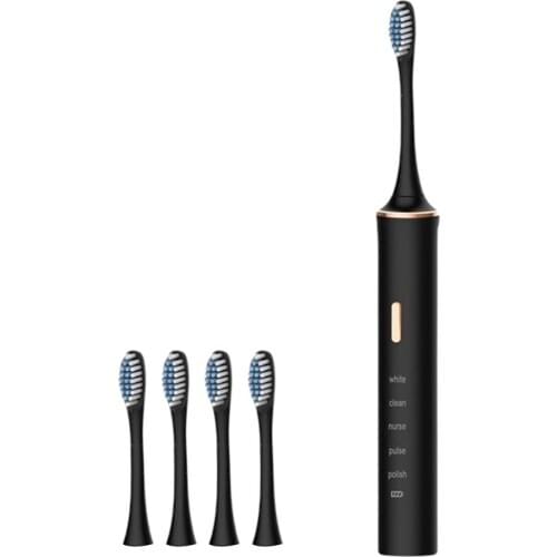 Sonic Electric Toothbrush Adult Timer Teeth Cleaning Brush 5 Mode USB Rechargeable Tooth Brushes With 4 Replacement Heads