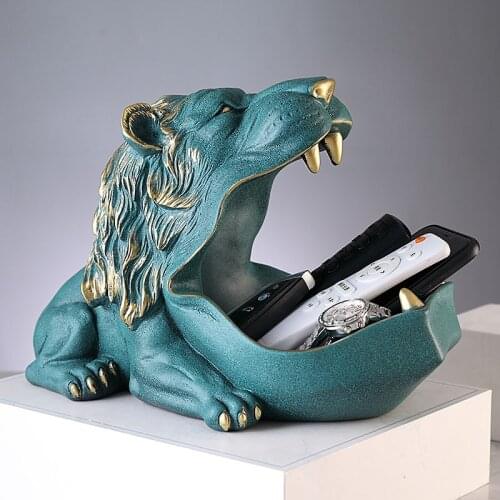 European Modern Animal Storage Figurines Resin Home Supplies Lion Storage Ornaments Living Room Display Candy Plate Furnishings