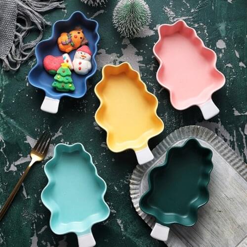 Nordic Decor Fashion Porcelain Christmas Tree Shape Tableware Fruit Salad Bowl Snack Bowl Microwave Tableware Baking Utensils