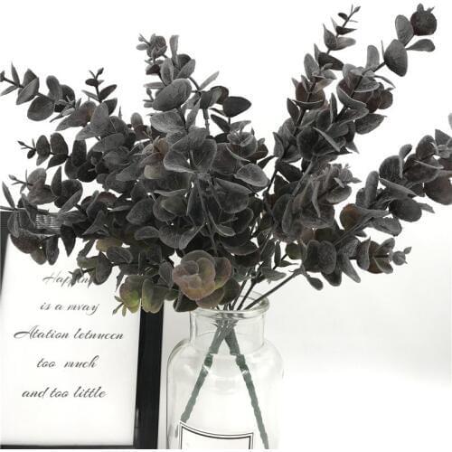 35CM Artificial Eucalyptus Plastic Plants Silver Dollar Leaf Spray Dusty Leaves for Wedding Holiday Party Greenery Decoration