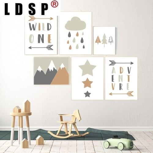 LDSP Canvas Painting Nursery Cartoon Stars Arrow Boho Style Pictures Wall Art Posters Prints For Kids Baby Room Home Decoration