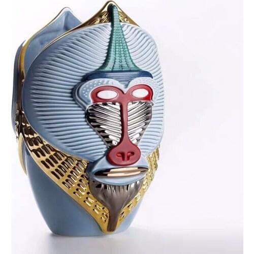 Ceramic head vase head mask Ceramic ornaments Flower ware Dry vase Creative ornaments Porch Wine cabinet decoration alivingroom