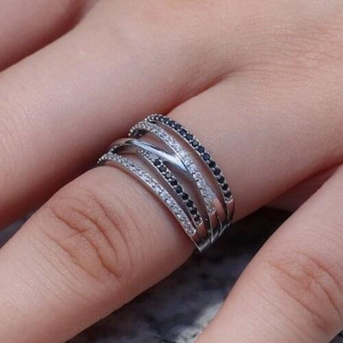 CAOSHI Shiny Cubic Zirconia Lines Surround Ring Simple and Gorgeous Womens Jewelry Cocktail Party Gift for Friend Drop Shipping